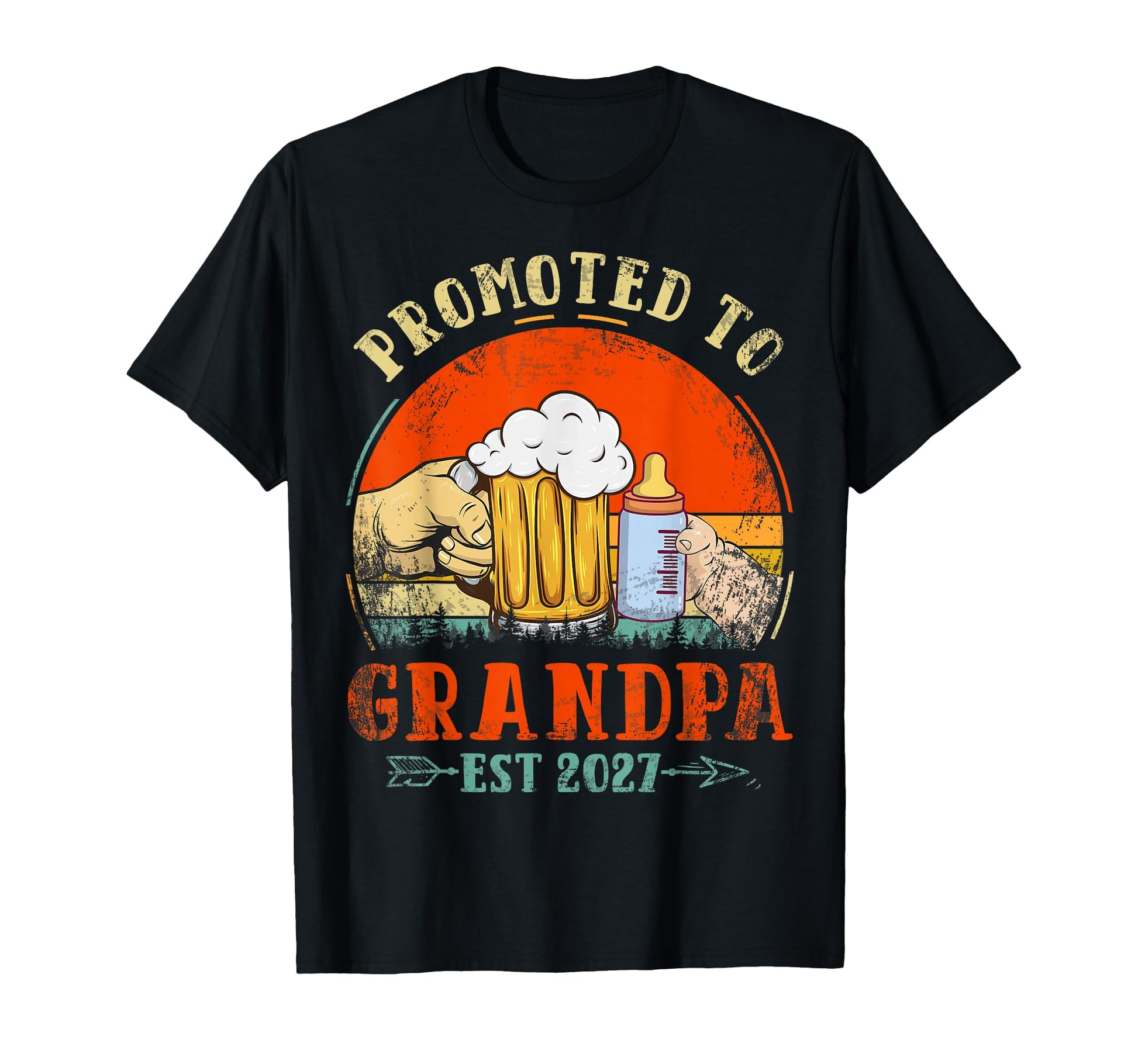 Promoted To Grandpa Est 2027 T-Shirt - Fun Novelty Design Unisex - T-Shirt, Sweatshirt, Hoodie