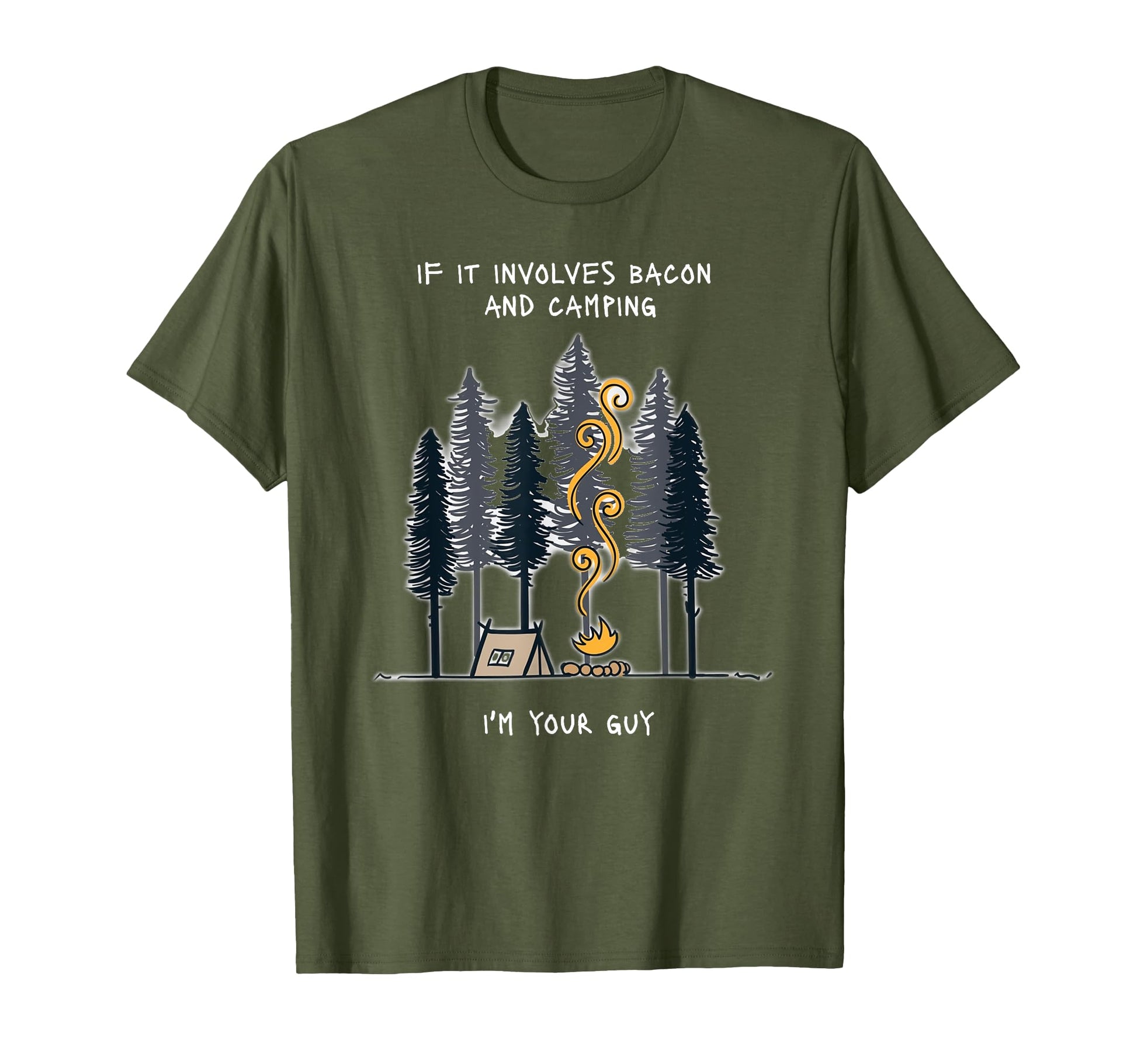 If It Involves Bacon And Camping T-Shirt - Casual Everyday Wear for Adults - T-Shirt, Sweatshirt, Hoodie