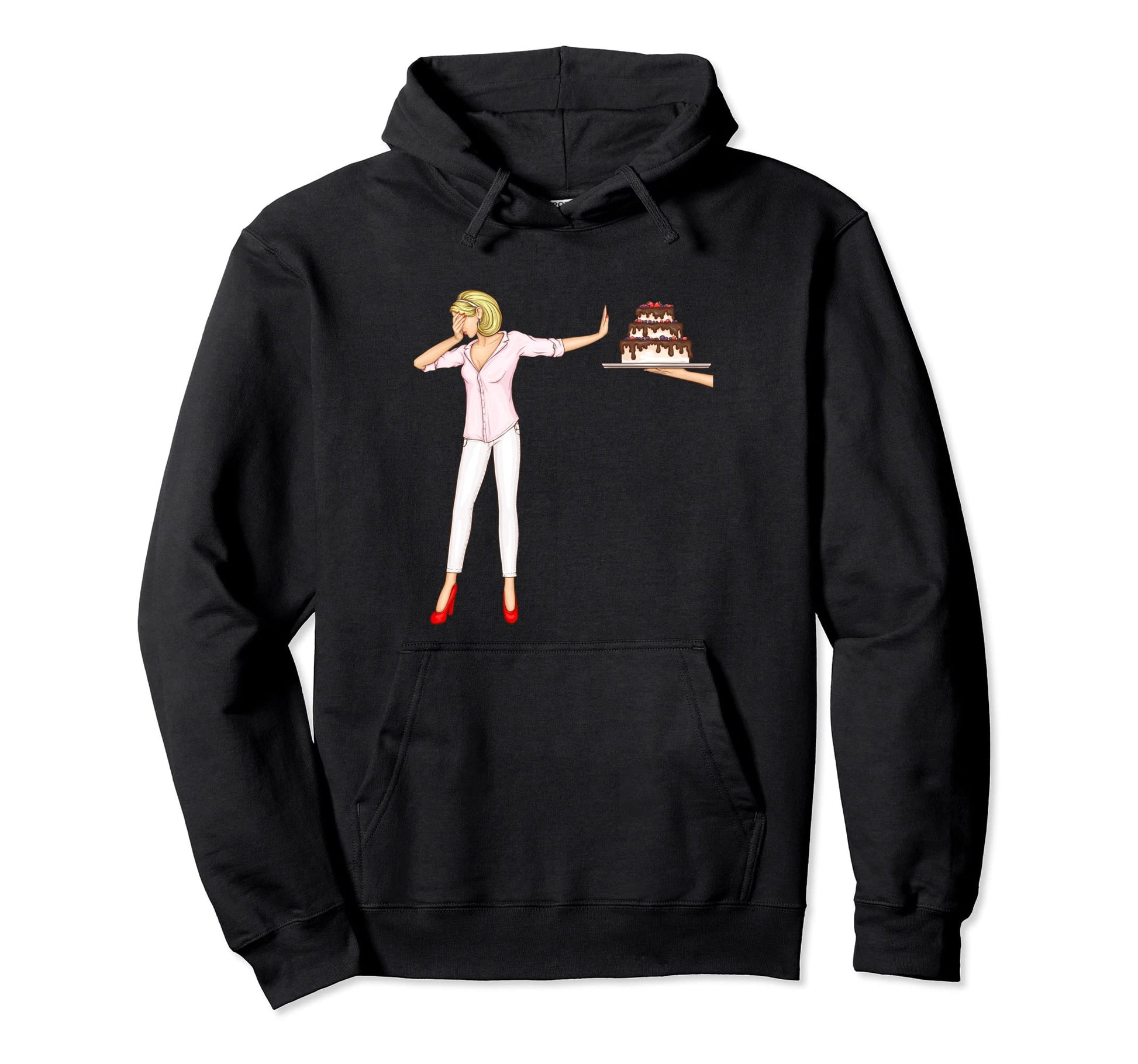 Me Keine Kuchen Pop Art Picture Womens Hoodie - Unique Graphic for Adults - T-Shirt, Sweatshirt, Hoodie