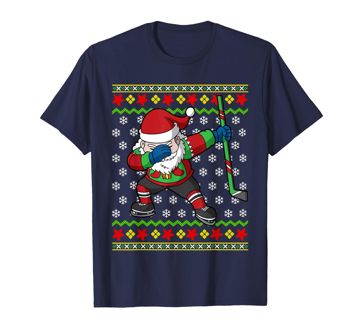 Ugly Dabbing Santa Claus Hockey T-Shirt - Aesthetic Graphic Men Women - T-Shirt, Sweatshirt, Hoodie