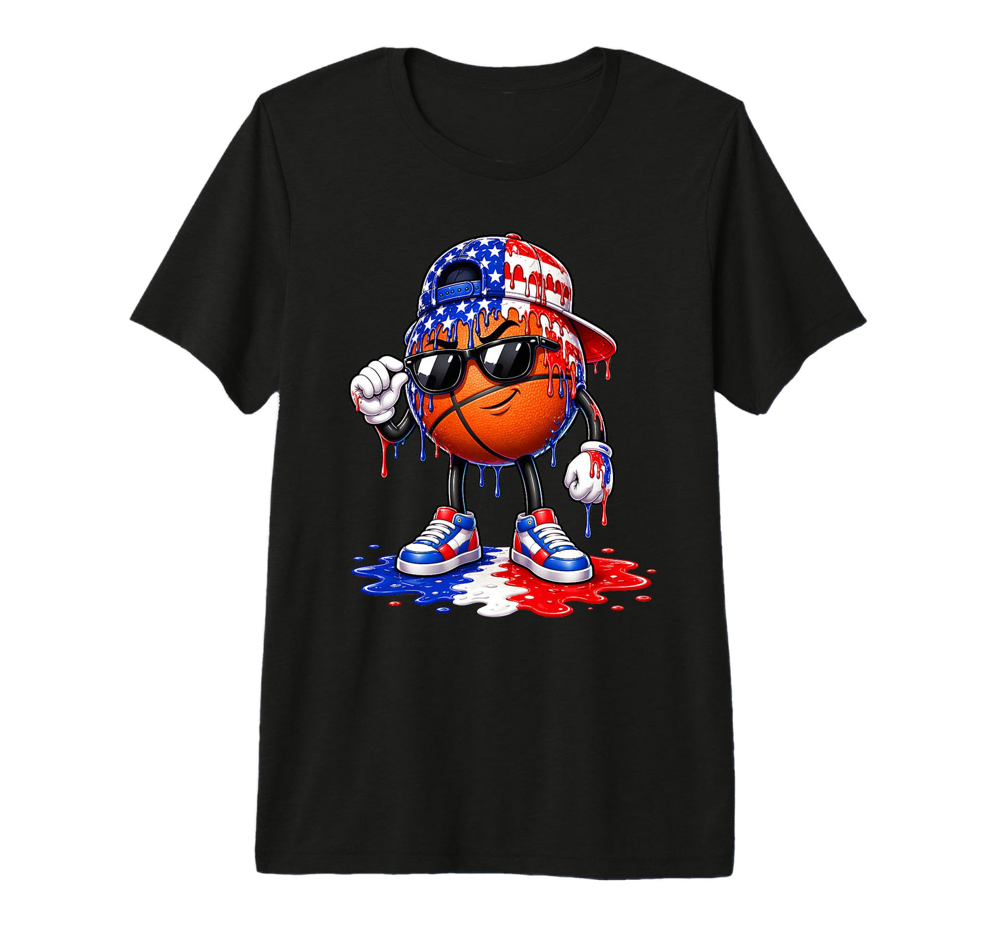 Patriotic Basketball Drip American T-Shirt - Fun Novelty Design for Adults - T-Shirt, Sweatshirt, Hoodie
