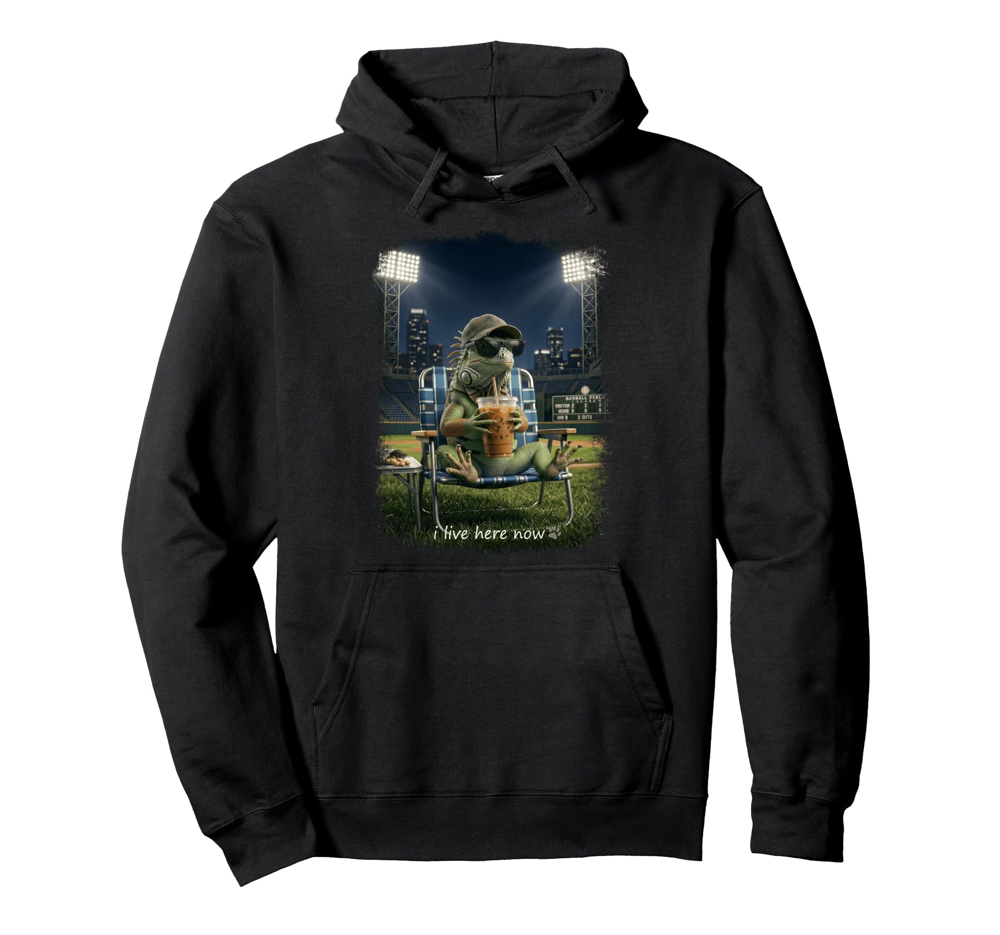 Funny Iguanas Ballfield Baseball Hoodie - Minimalist Print for Adults - T-Shirt, Sweatshirt, Hoodie