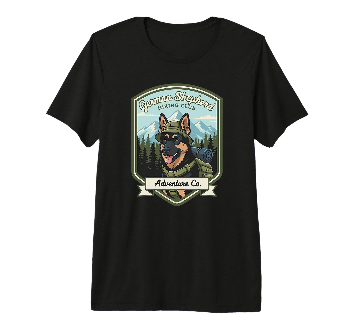 German Shepherd Hiking Club Outdoor Dog T-Shirt - Graphic Print for Adults - T-Shirt, Sweatshirt, Hoodie