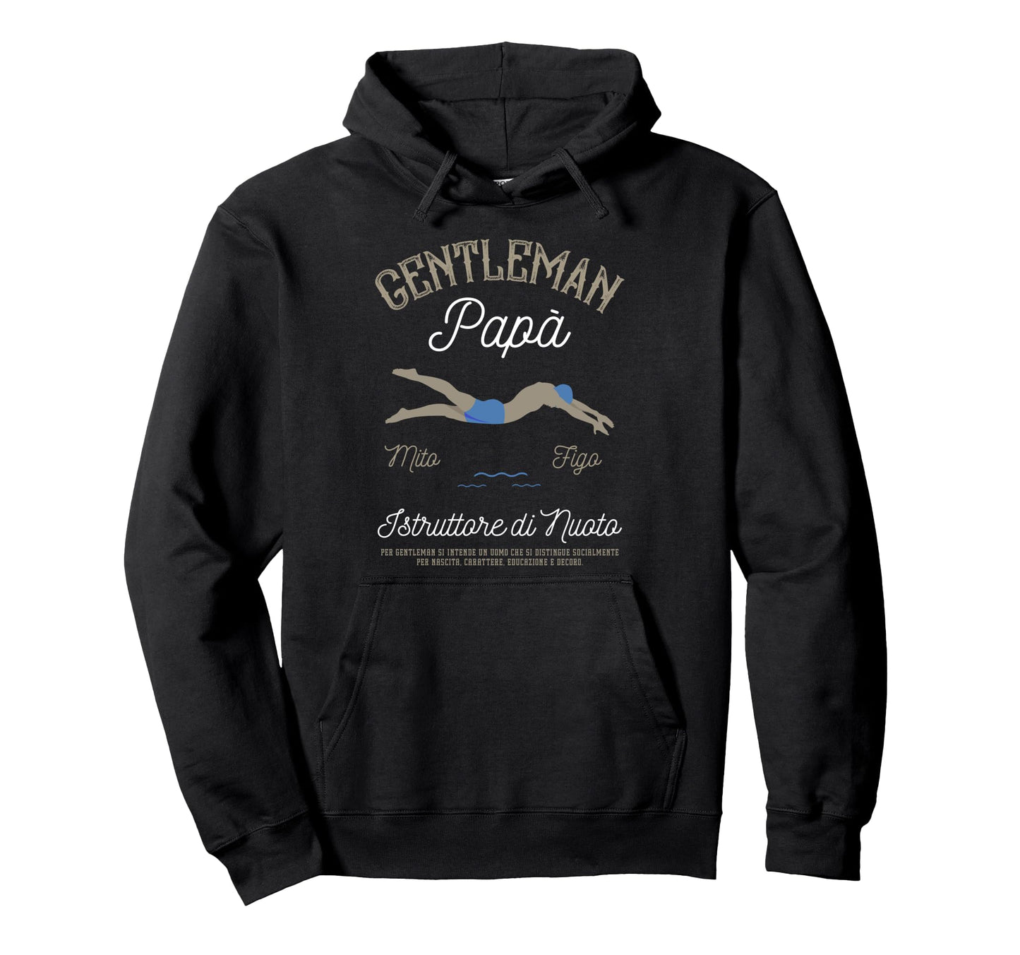 Swimming Instructor Dad Gentleman Hoodie - Minimalist Print Unisex - T-Shirt, Sweatshirt, Hoodie