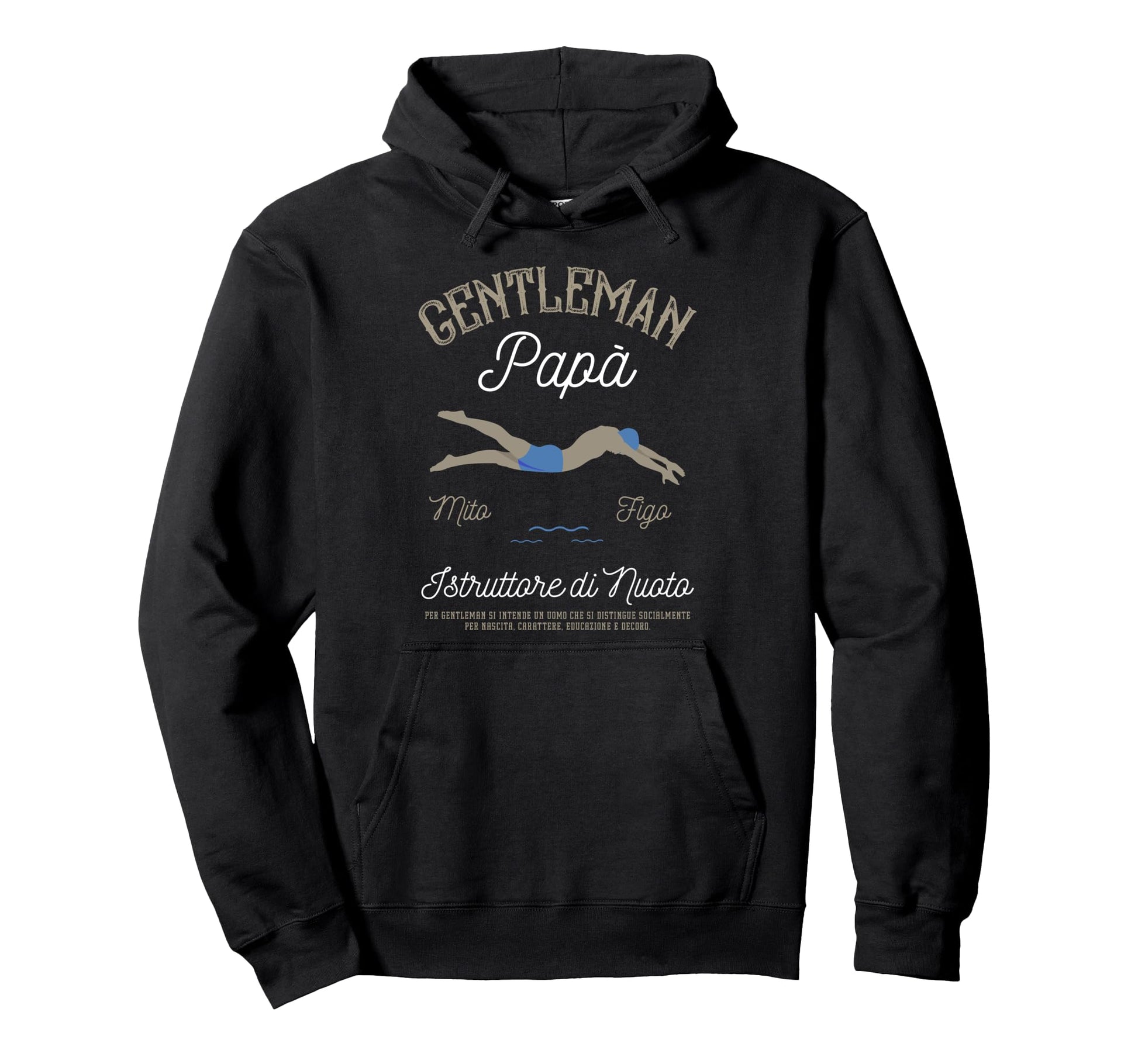 Swimming Instructor Dad Gentleman Hoodie - Minimalist Print Unisex - T-Shirt, Sweatshirt, Hoodie