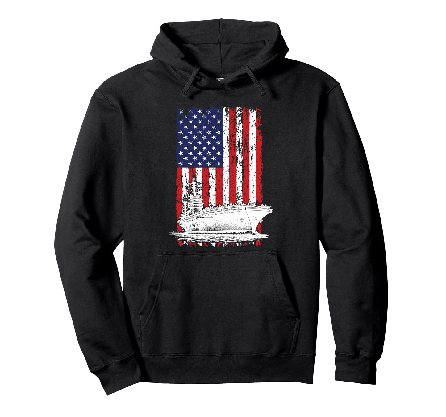 Aircraft Carrier American Flag Hoodie - Streetwear Style for Adults - T-Shirt, Sweatshirt, Hoodie