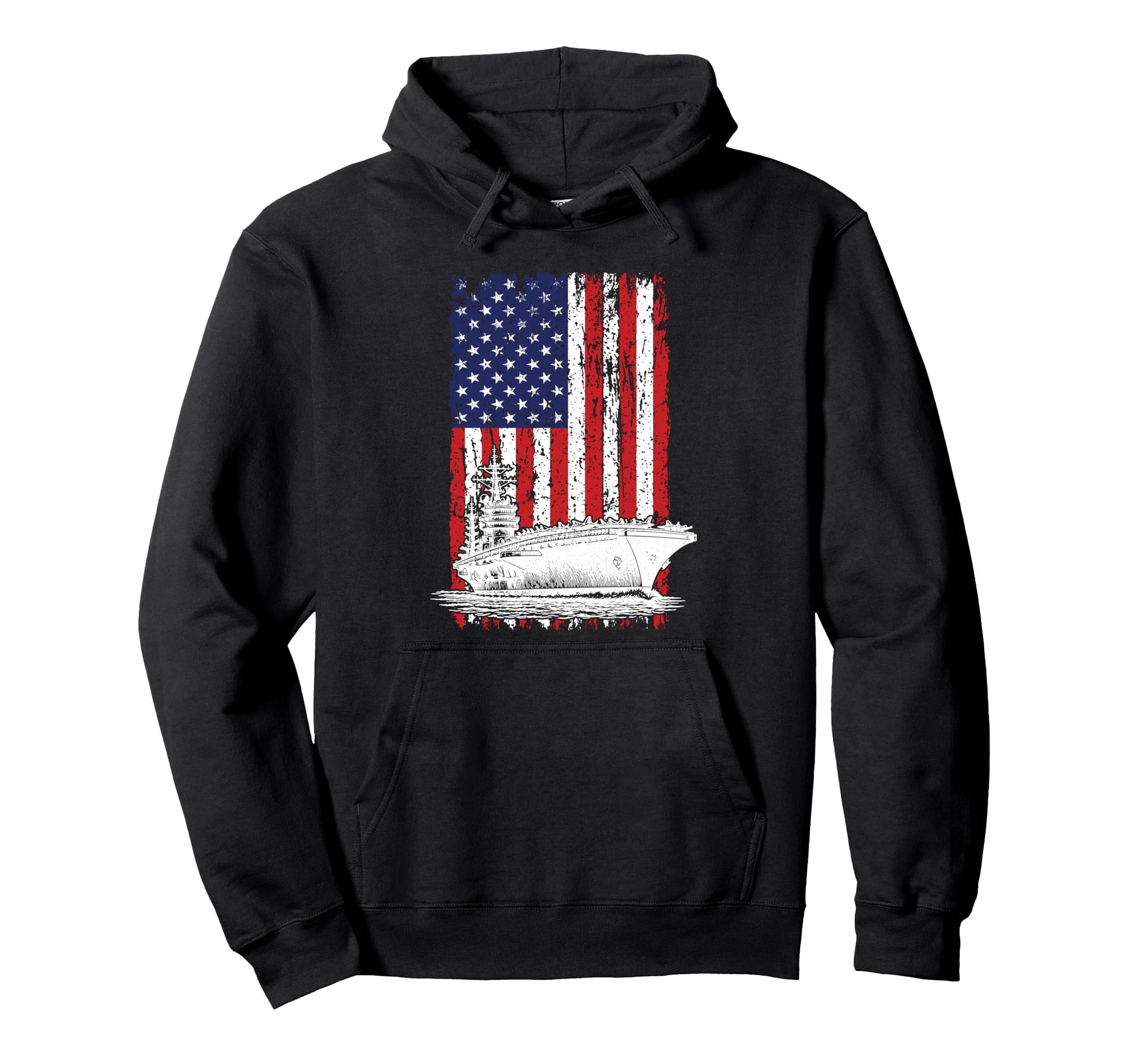 Aircraft Carrier American Flag Hoodie - Streetwear Style for Adults - T-Shirt, Sweatshirt, Hoodie
