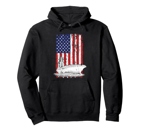 Aircraft Carrier American Flag Hoodie - Streetwear Style for Adults - T-Shirt, Sweatshirt, Hoodie