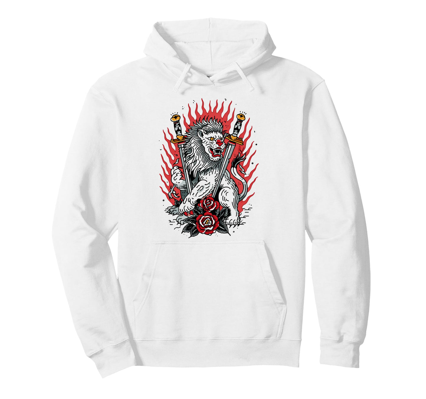Traditional Tattoo Art Lion Hoodie - Streetwear Style Unisex - T-Shirt, Sweatshirt, Hoodie