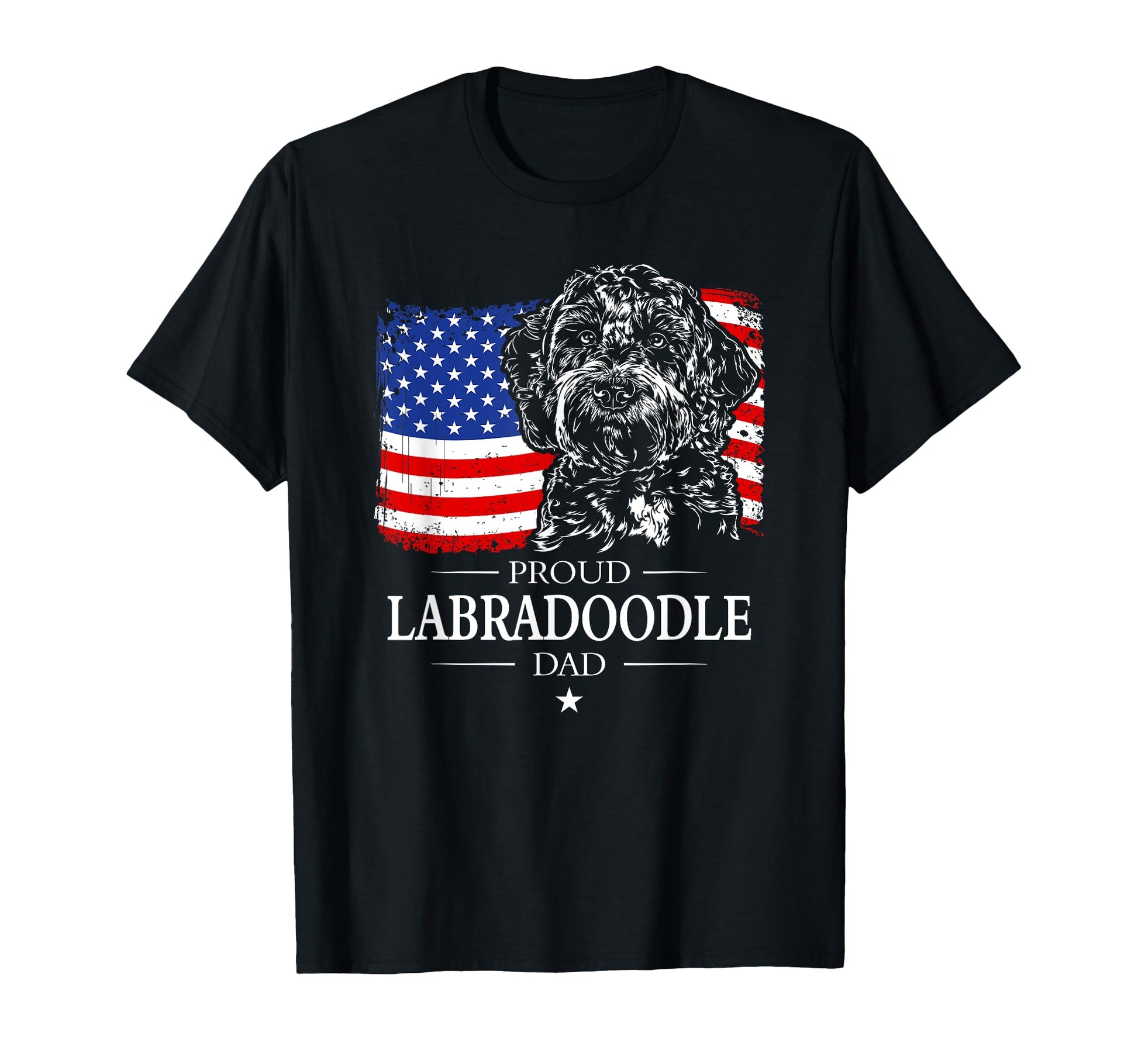 Proud Labradoodle Dad American Flag T-Shirt - Unique Graphic Unisex - T-Shirt, Sweatshirt, Hoodie