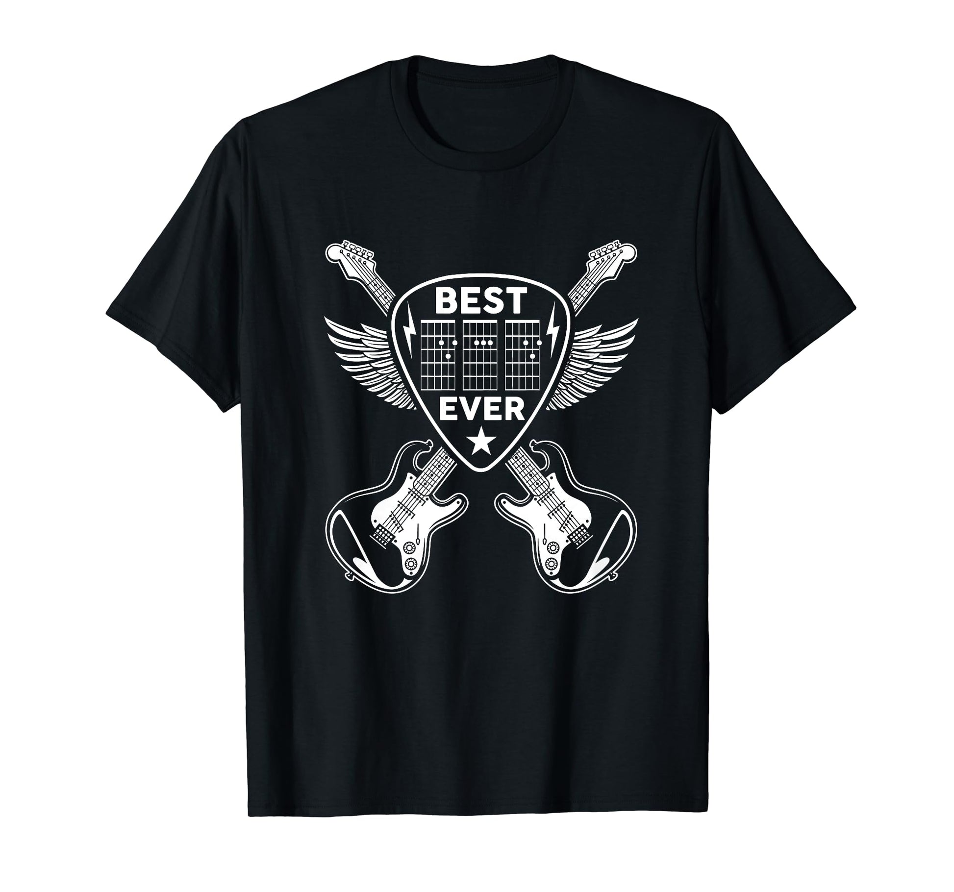 Best Dad Ever Guitar Rocker Musician T-Shirt - Minimalist Print for Adults - T-Shirt, Sweatshirt, Hoodie