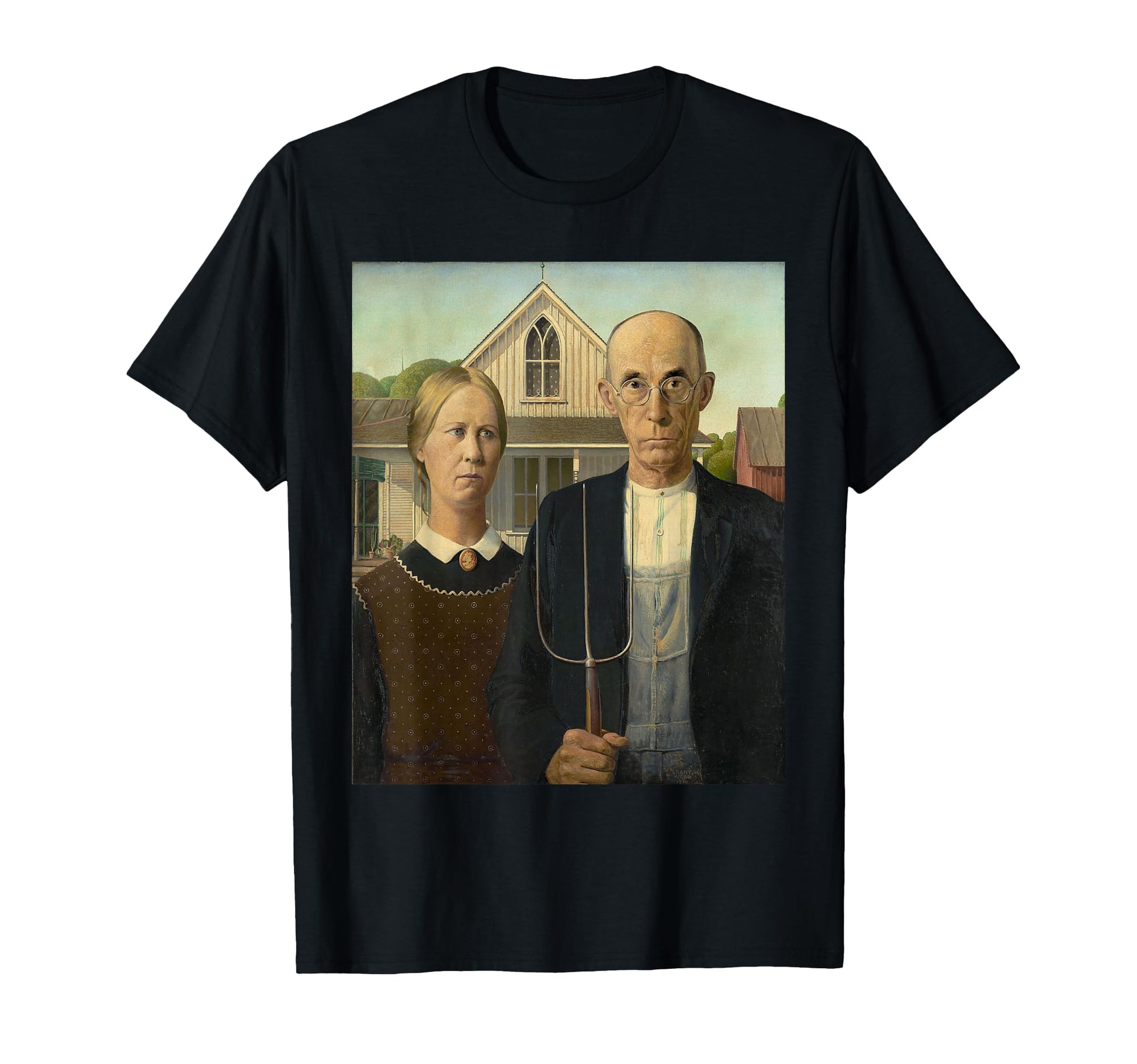 American Gothic Grant Wood Pop Art T-Shirt - Minimalist Print Men Women - T-Shirt, Sweatshirt, Hoodie