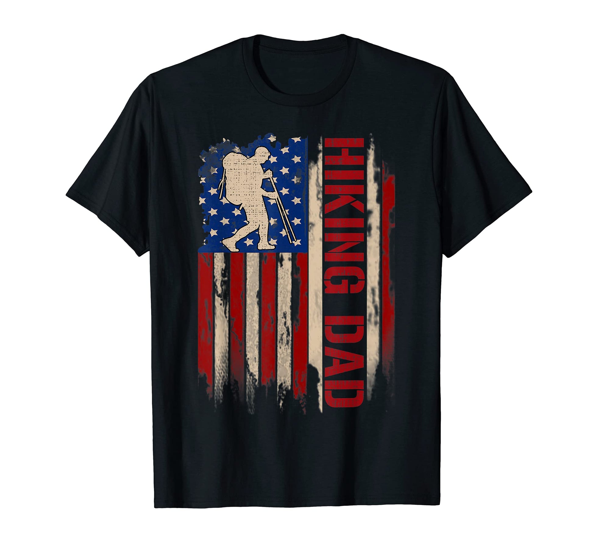 Hiking Dad American Usa Flag Funny Hiker T-Shirt - Trendy Graphic Unisex - T-Shirt, Sweatshirt, Hoodie
