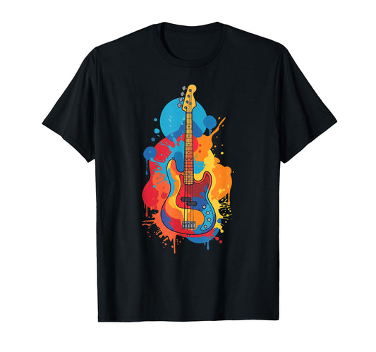 Bass Guitar Instrument Colorful T-Shirt - Custom Art Print for Adults - T-Shirt, Sweatshirt, Hoodie