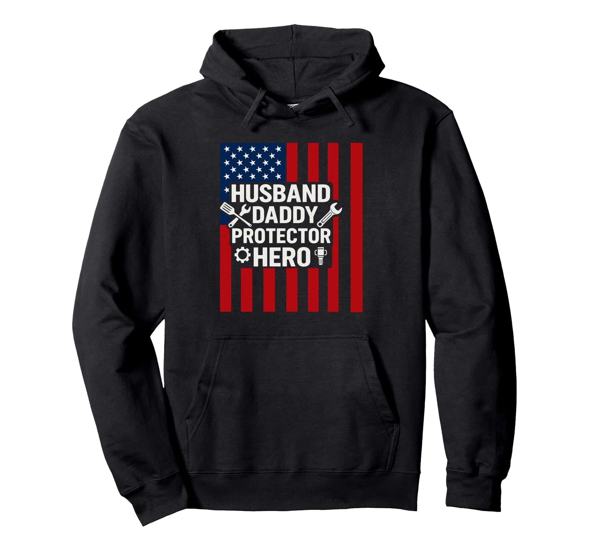 Husband Daddy Protector Hero Fathers Hoodie - Aesthetic Graphic Men Women - T-Shirt, Sweatshirt, Hoodie