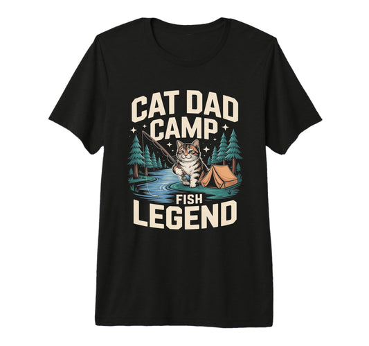 Cat Dad Camp Fish Legend Funny Camping T-Shirt - Graphic Print for Adults - T-Shirt, Sweatshirt, Hoodie