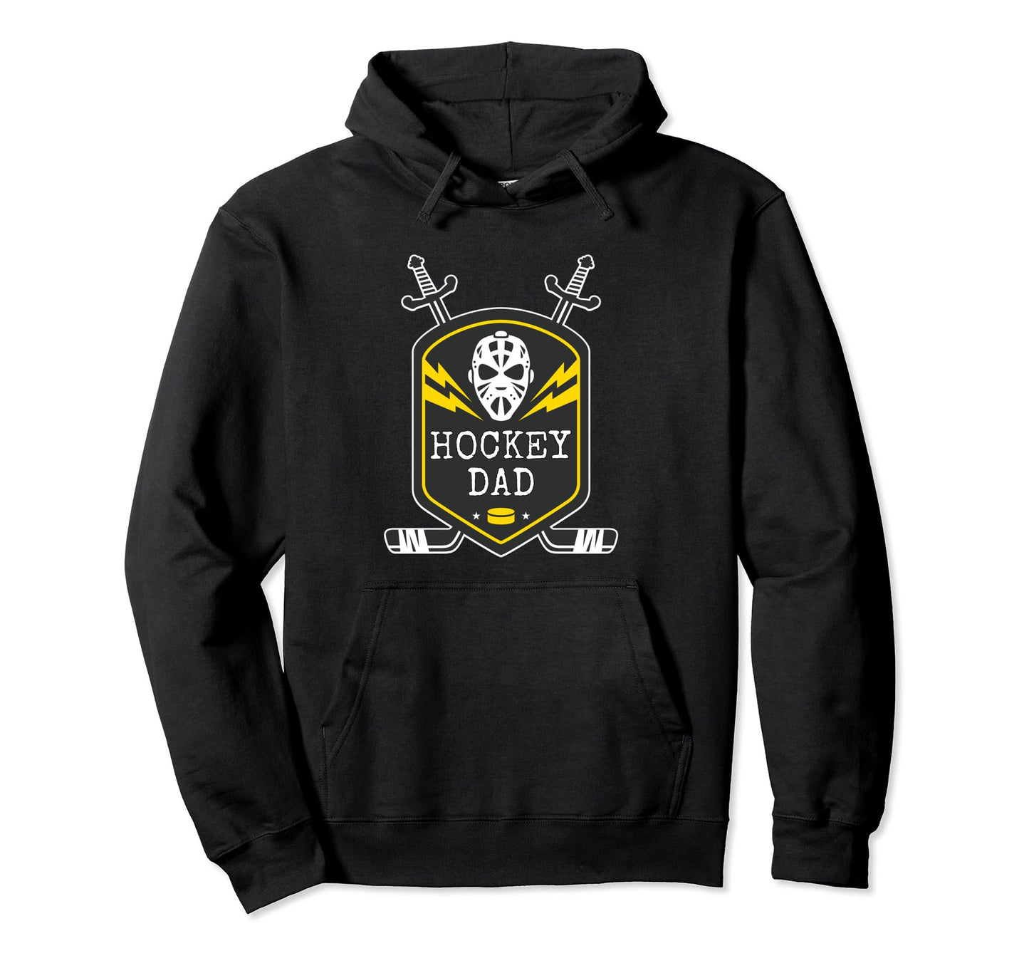 Hockey Dad Goalie Mask Crest Stick Hoodie - Custom Art Print Men Women - T-Shirt, Sweatshirt, Hoodie