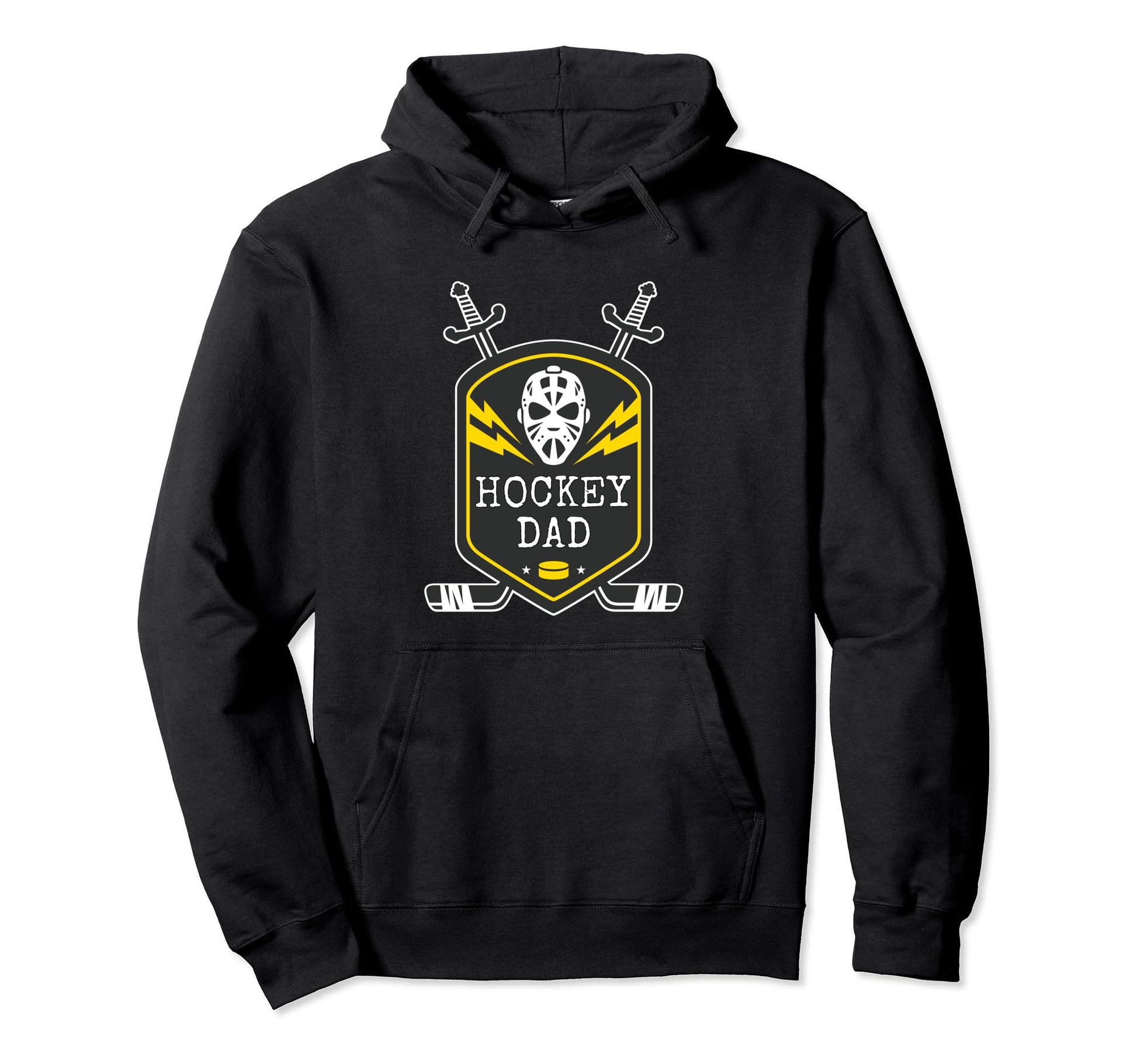 Hockey Dad Goalie Mask Crest Stick Hoodie - Custom Art Print Men Women - T-Shirt, Sweatshirt, Hoodie