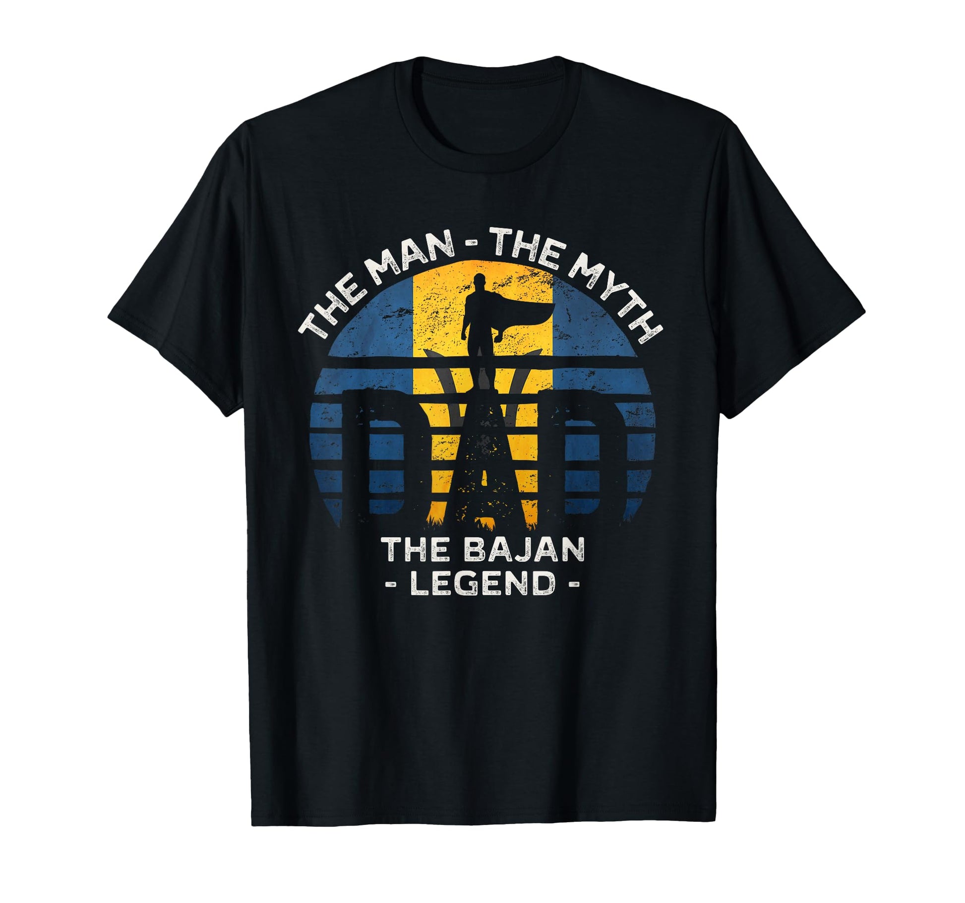 Dad Myth Bajan Legend Barbados Flag T-Shirt - Trendy Graphic for Adults - T-Shirt, Sweatshirt, Hoodie