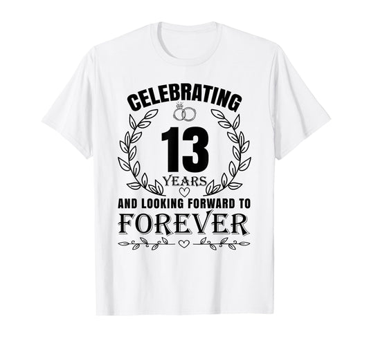 13Th Wedding Anniversary Couples T-Shirt - Minimalist Print Men Women - T-Shirt, Sweatshirt, Hoodie