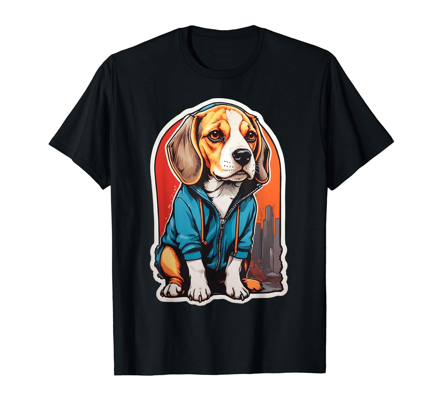 Urban Beagle Stylish Canine Blue Hoodie - Streetwear Style for Adults - T-Shirt, Sweatshirt, Hoodie
