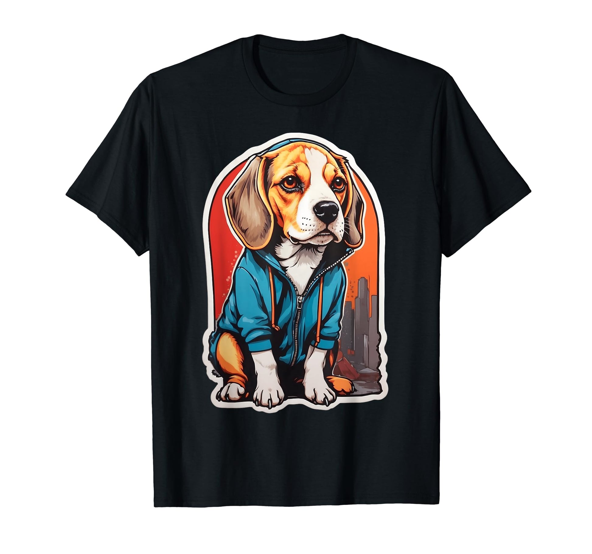 Urban Beagle Stylish Canine Blue Hoodie - Streetwear Style for Adults - T-Shirt, Sweatshirt, Hoodie