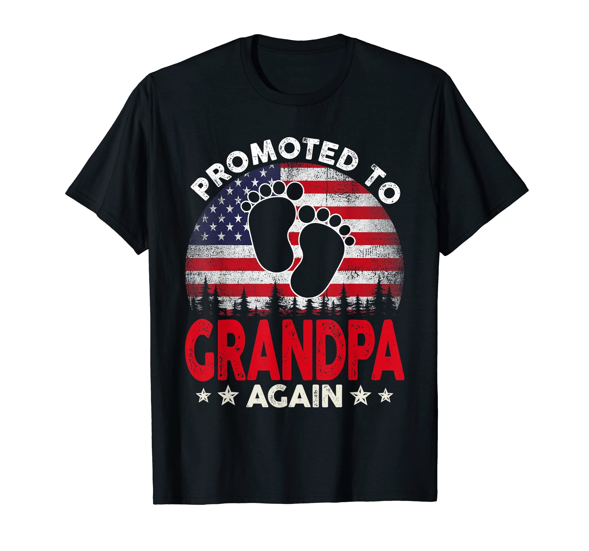 Usa Flag Promoted To Great Grandpa T-Shirt - Fun Novelty Design for Adults - T-Shirt, Sweatshirt, Hoodie