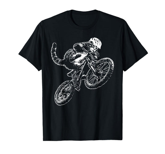 Cat Riding Bicycle Helmet Mountain T-Shirt - Aesthetic Graphic Men Women - T-Shirt, Sweatshirt, Hoodie