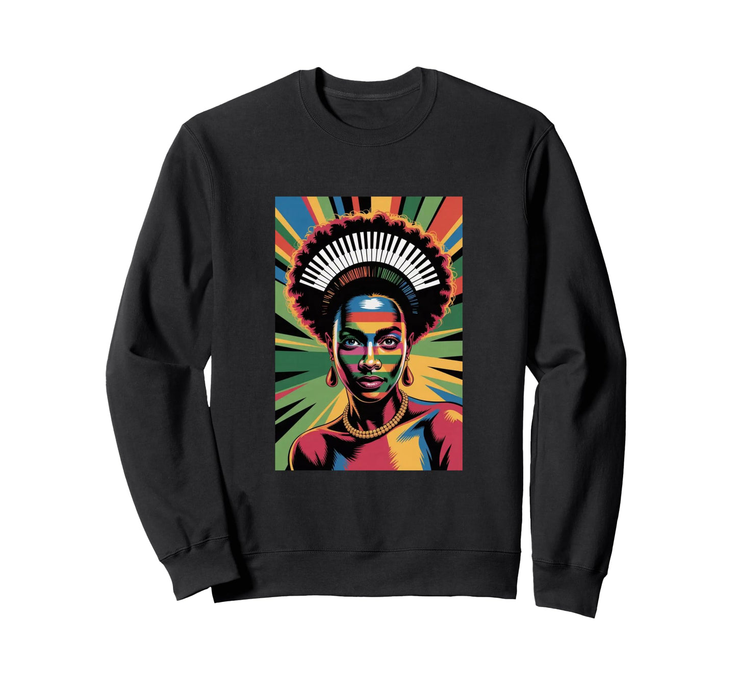 Vibrant Melodies Afro Pop Art Sweatshirt - Casual Everyday Wear Men Women - T-Shirt, Sweatshirt, Hoodie