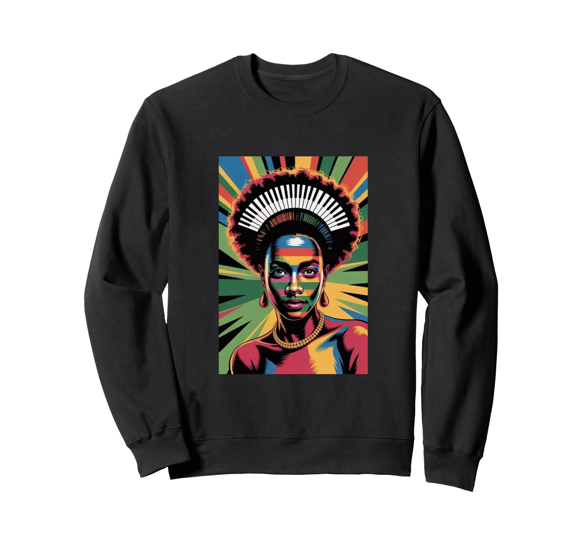 Vibrant Melodies Afro Pop Art Sweatshirt - Casual Everyday Wear Men Women - T-Shirt, Sweatshirt, Hoodie