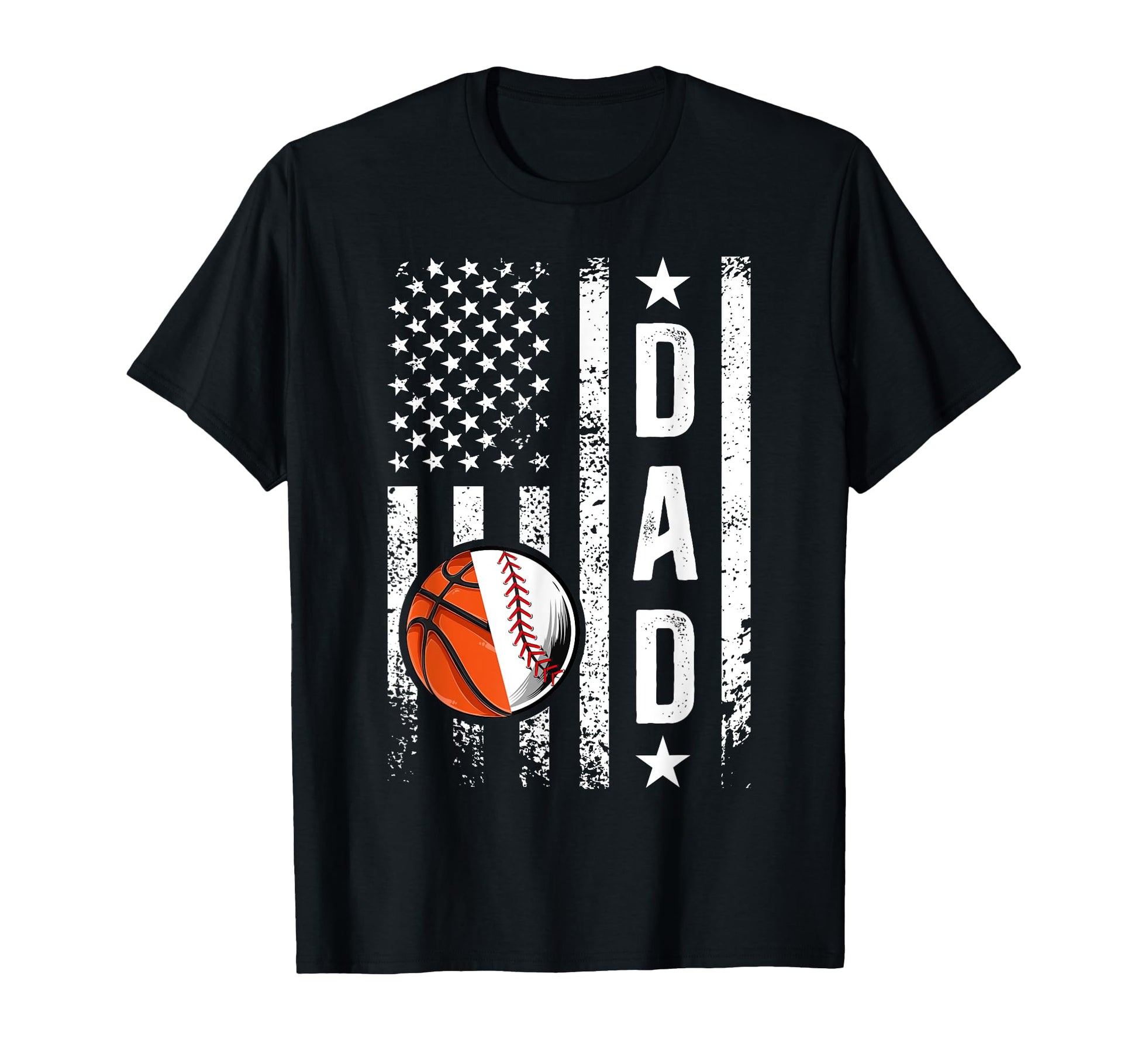 Basketball Baseball Dad Us Flag T-Shirt - Trendy Graphic for Adults - T-Shirt, Sweatshirt, Hoodie