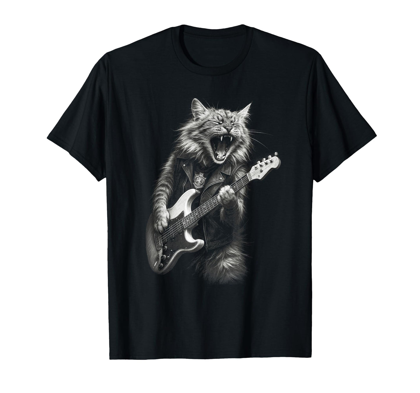 Rock Cat Playing Guitar Funny Guitar T-Shirt - Aesthetic Graphic Men Women - T-Shirt, Sweatshirt, Hoodie