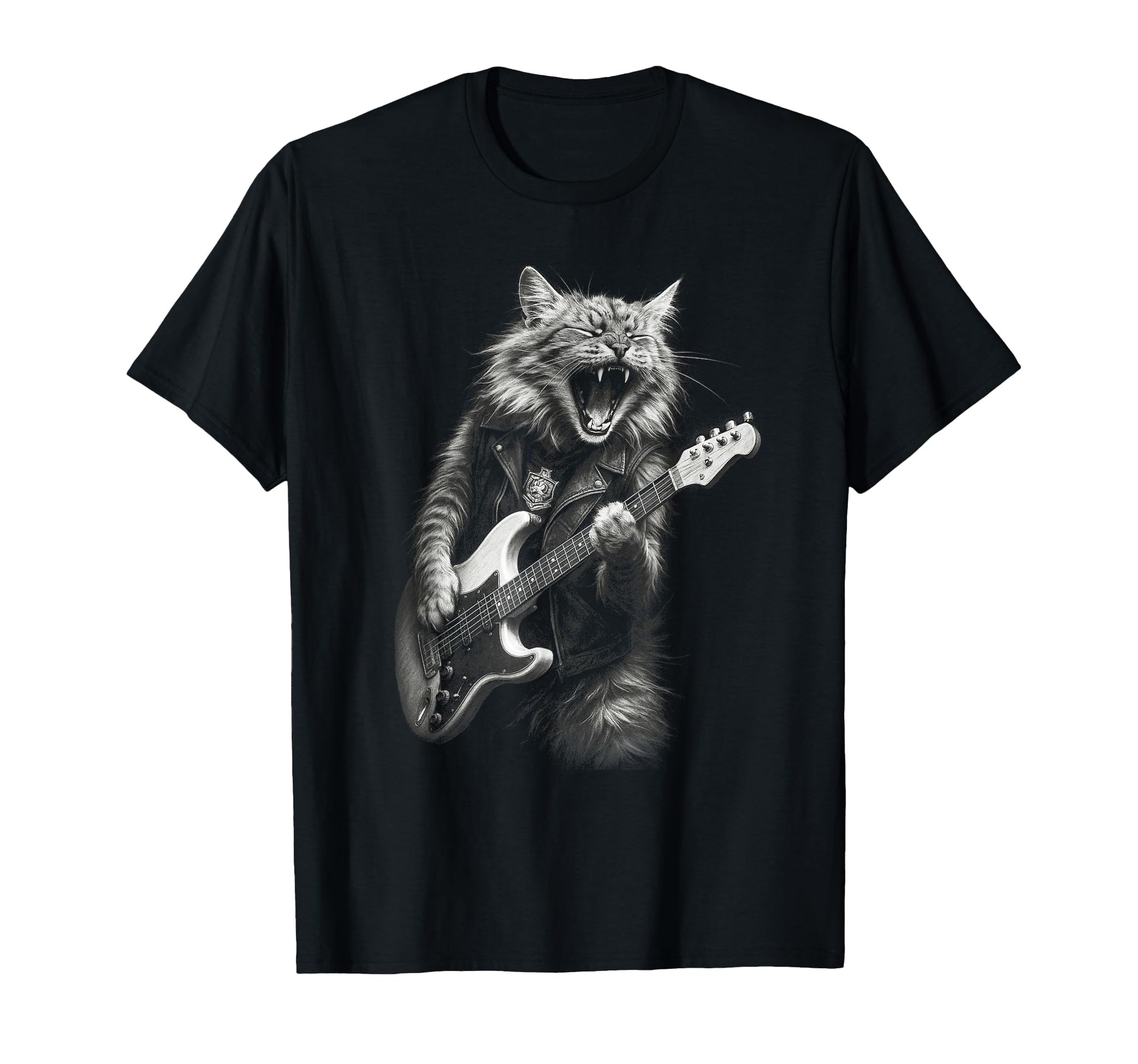 Rock Cat Playing Guitar Funny Guitar T-Shirt - Aesthetic Graphic Men Women - T-Shirt, Sweatshirt, Hoodie