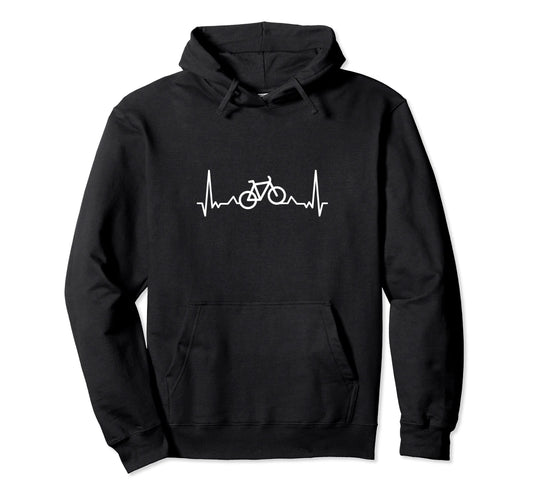 Bike Heartbeat Biker Mountain Bike Hoodie - Fun Novelty Design Unisex - T-Shirt, Sweatshirt, Hoodie