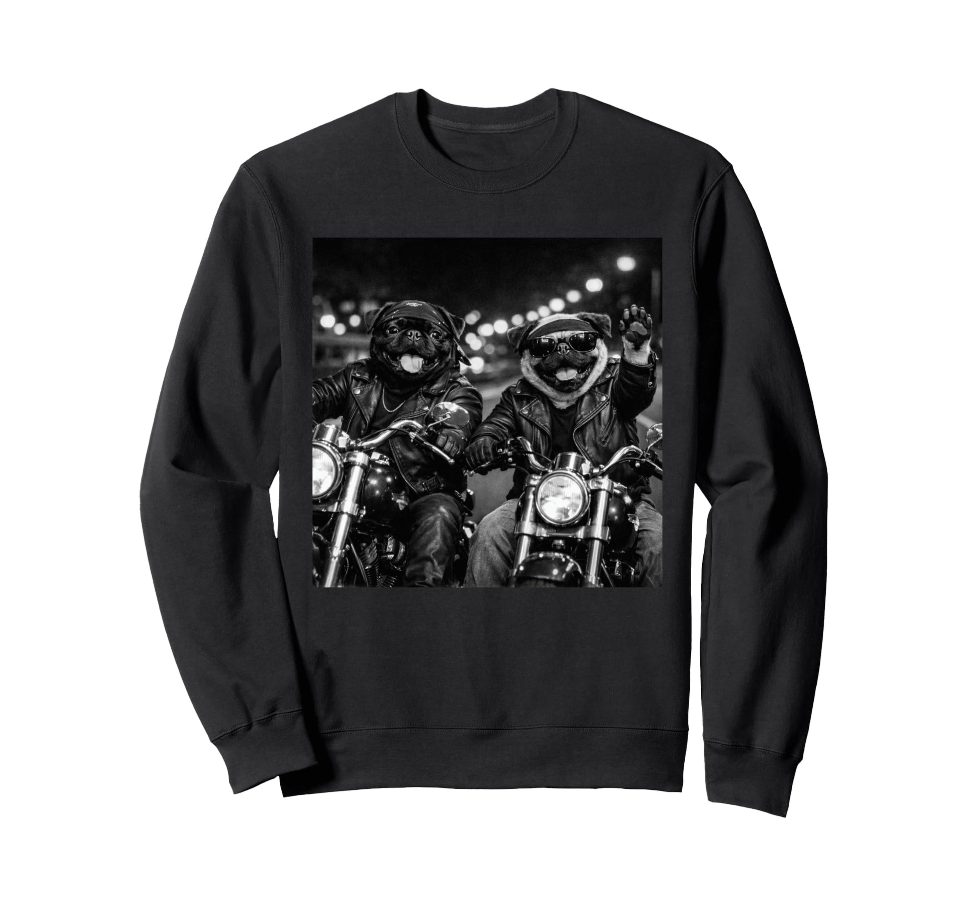 Pug Biker Funny Costume Meme Dad Sweatshirt - Aesthetic Graphic Men Women - T-Shirt, Sweatshirt, Hoodie
