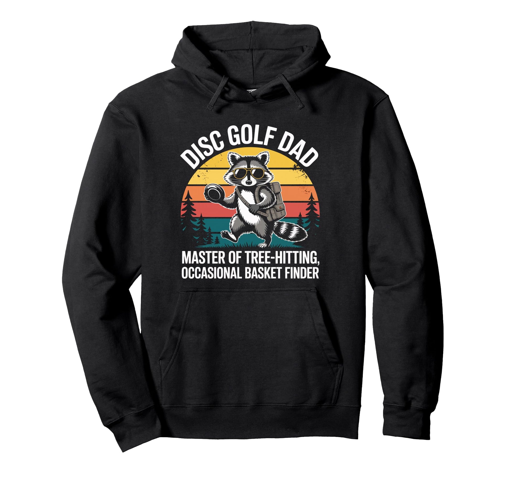 Funny Disc Golf Dad Raccoon Frisbee Art Hoodie - Fun Novelty Design Unisex - T-Shirt, Sweatshirt, Hoodie