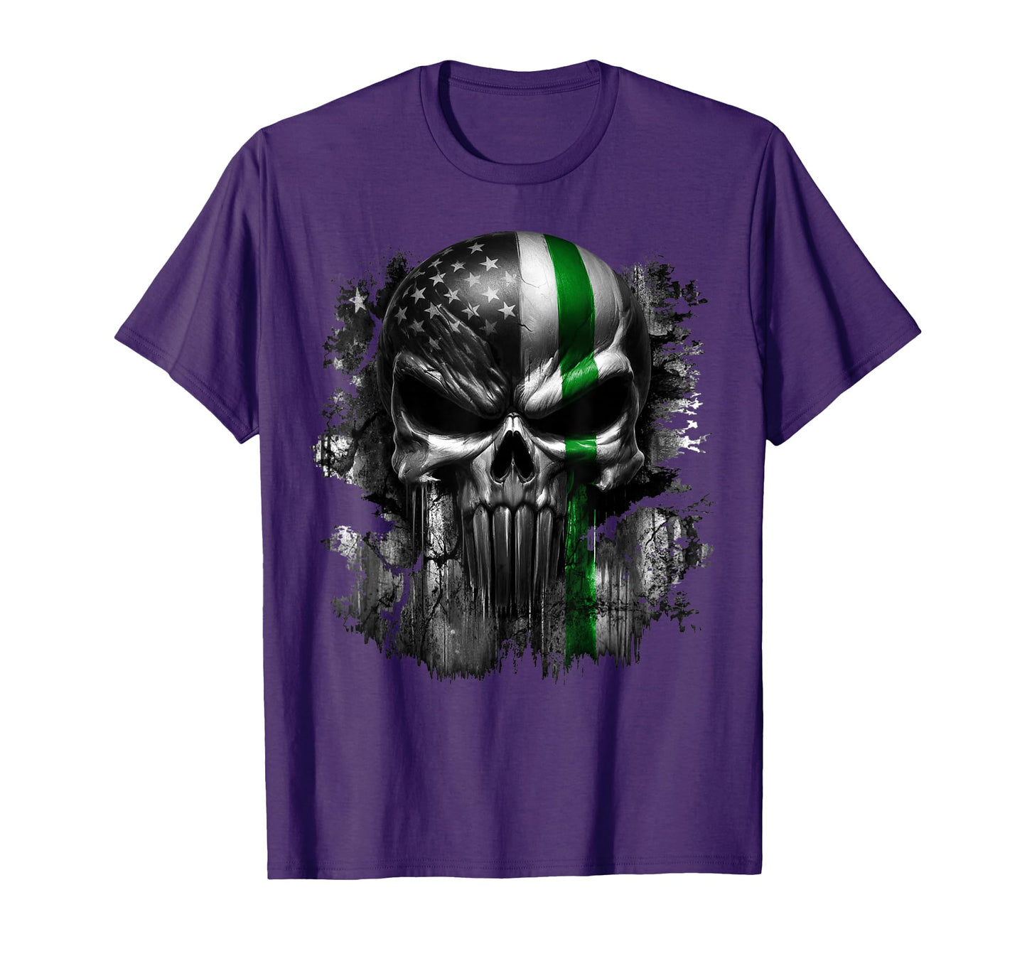 Usa American Skull Patriotic Line Flag T-Shirt - Trendy Graphic Unisex - T-Shirt, Sweatshirt, Hoodie