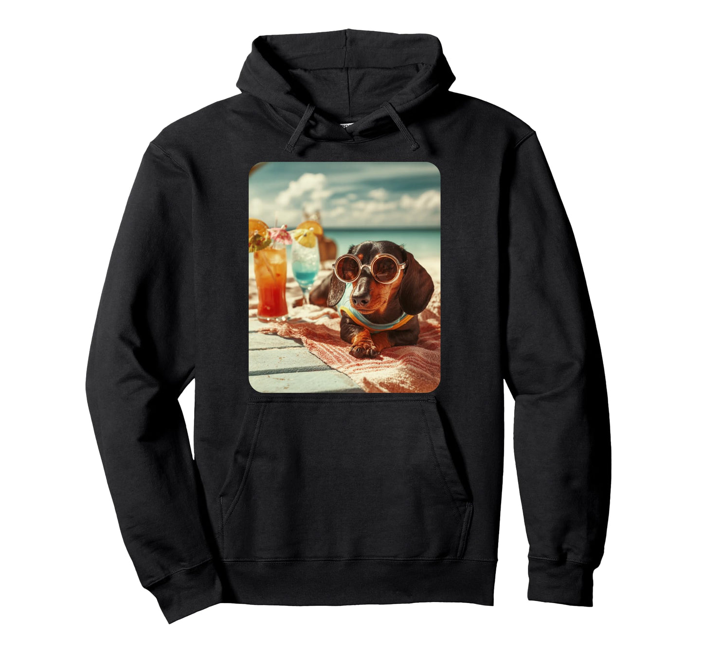 Dachshund Hawaiian Funny Dog Hoodie - Fun Novelty Design Men Women - T-Shirt, Sweatshirt, Hoodie