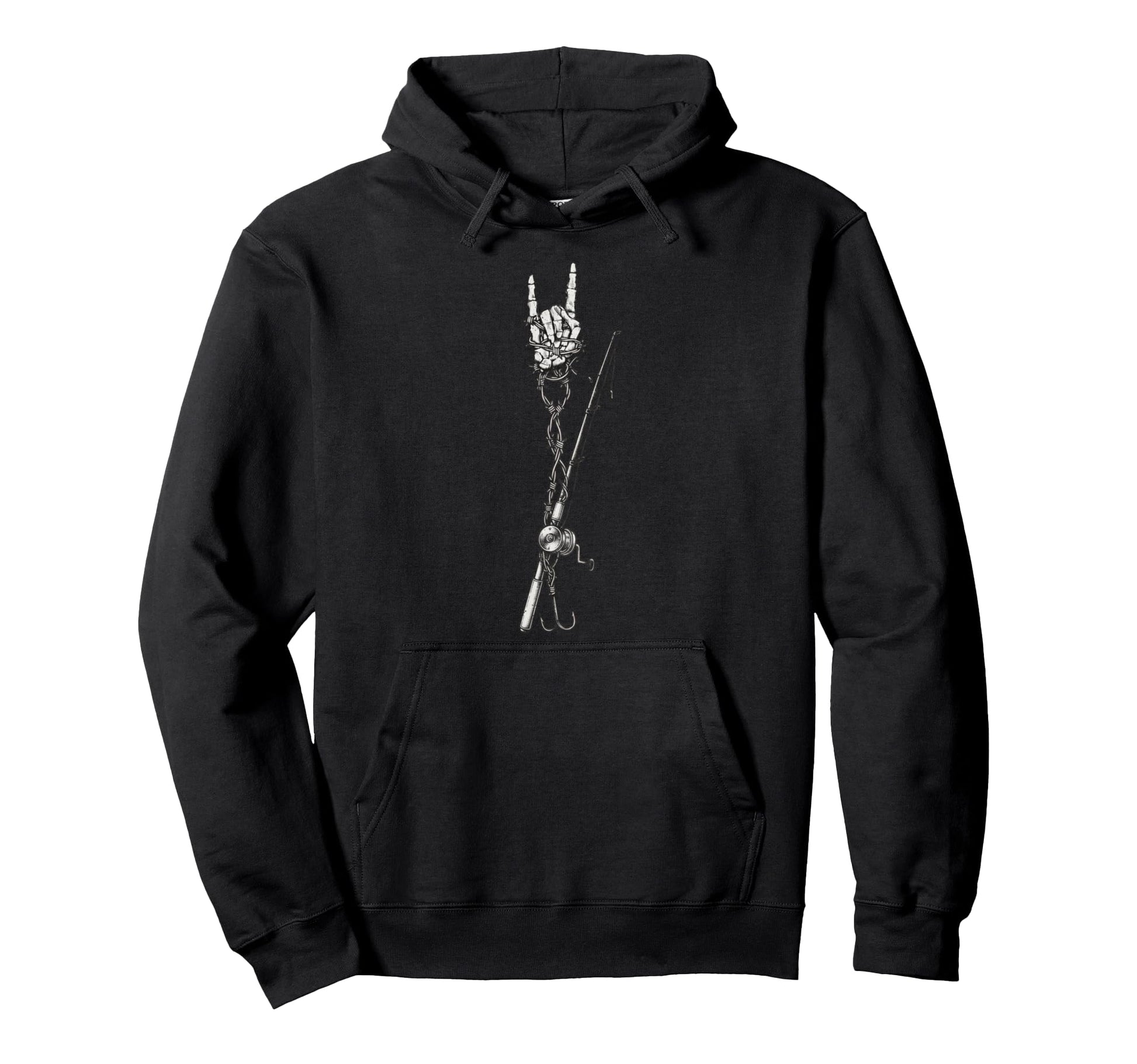 Fly Fishing Fisherman Angler Goth Alt Metal Hoodie - Novelty Apparel Unisex - T-Shirt, Sweatshirt, Hoodie