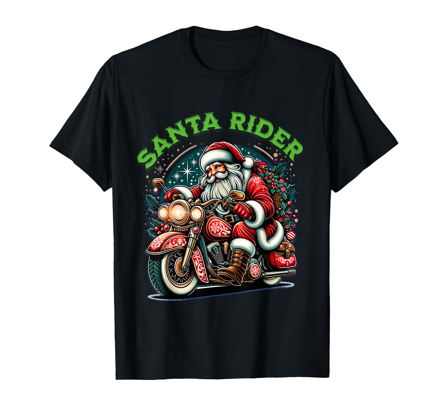 Biker Santa Motorcycle Fan Big Bike T-Shirt - Streetwear Style Men Women - T-Shirt, Sweatshirt, Hoodie