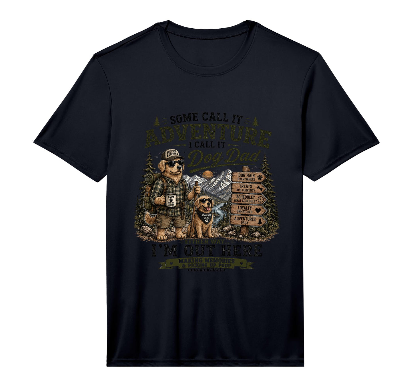 Mens Dog Dad Adventure Retriever Hiking T-Shirt - Trendy Graphic Unisex - T-Shirt, Sweatshirt, Hoodie