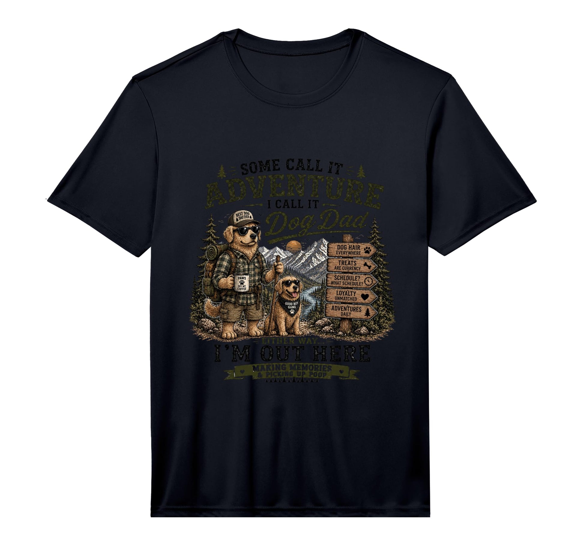 Mens Dog Dad Adventure Retriever Hiking T-Shirt - Trendy Graphic Unisex - T-Shirt, Sweatshirt, Hoodie