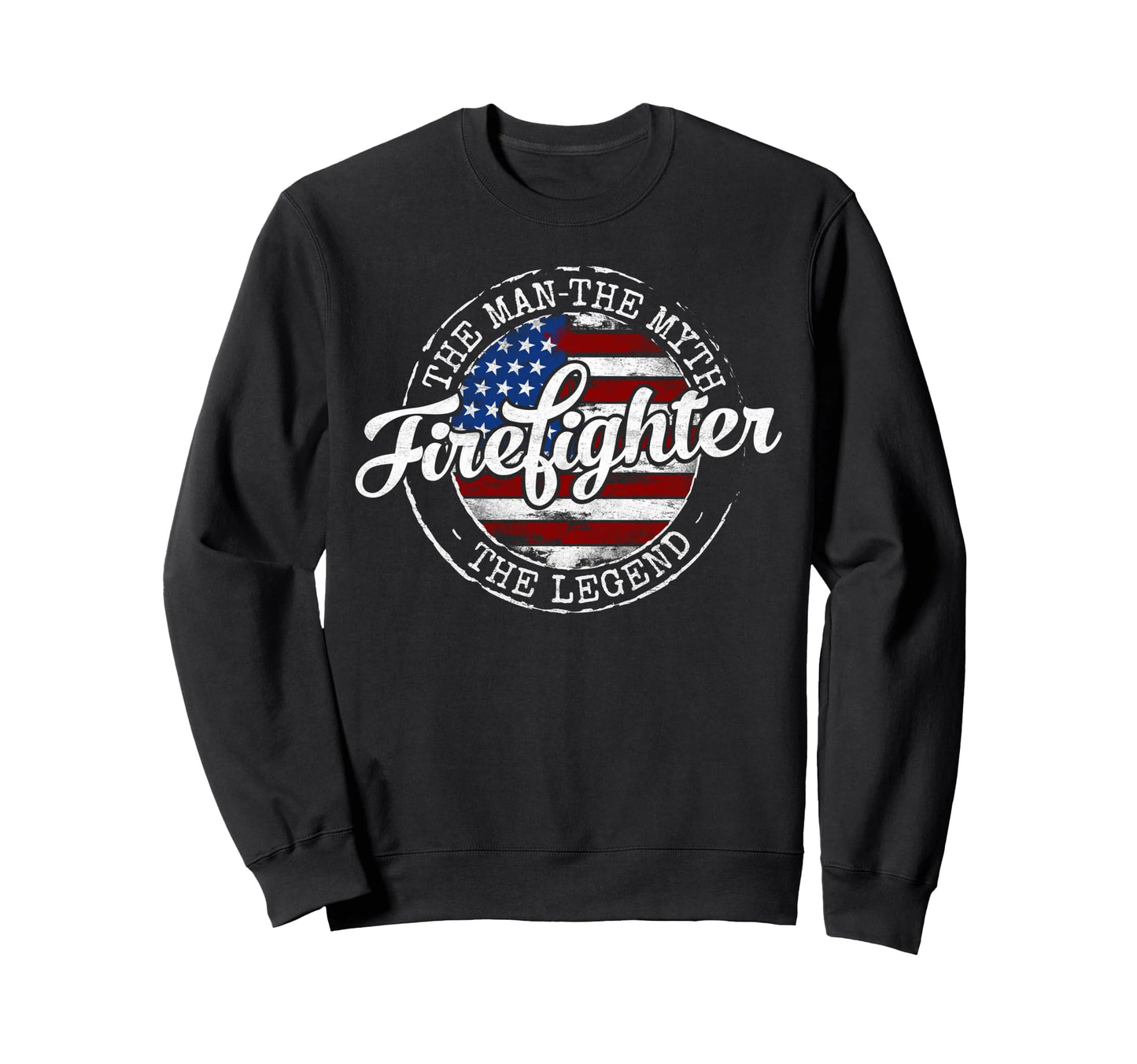 Firefighter Myth Legend Usa Flag Sweatshirt - Unique Graphic Men Women - T-Shirt, Sweatshirt, Hoodie