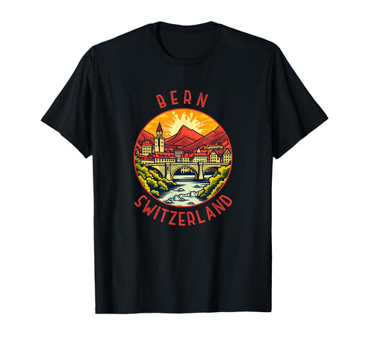 Bern Switzerland Distressed Circle T-Shirt - Casual Everyday Wear Men Women - T-Shirt, Sweatshirt, Hoodie
