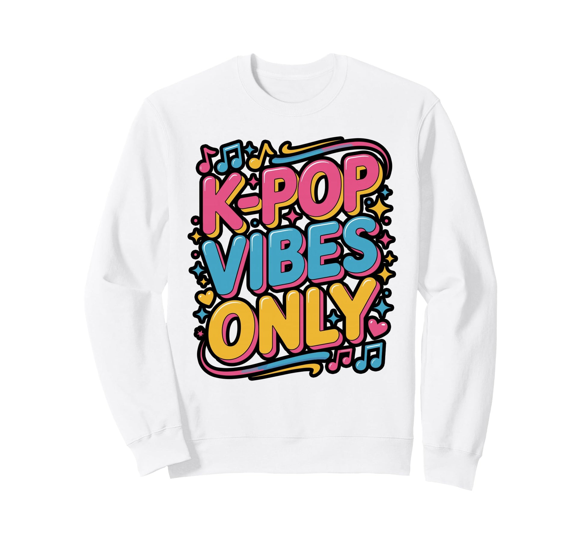 K Pop Vibes Only Neon Distressed Sweatshirt - Minimalist Print for Adults - T-Shirt, Sweatshirt, Hoodie