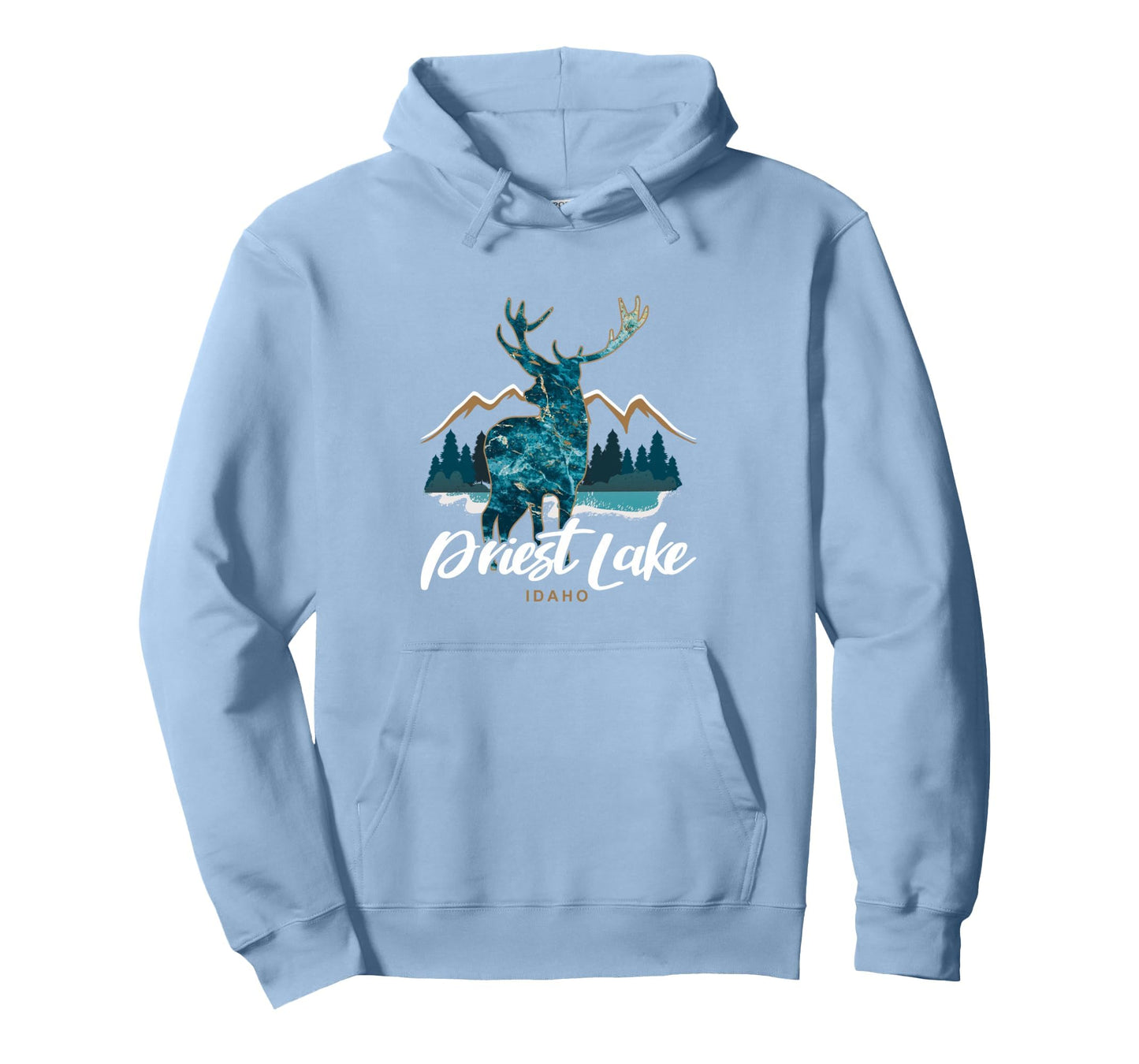 Priest Lake Idaho Usa Mountains Elk Hoodie - Trendy Graphic Unisex - T-Shirt, Sweatshirt, Hoodie