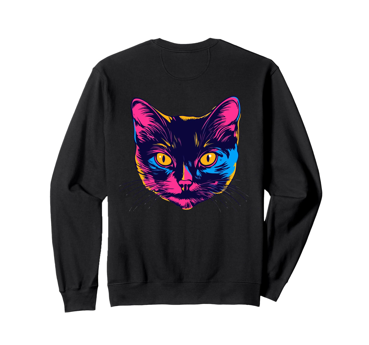 Snirt Colourful Cat Head Pop Art Sweatshirt - Trendy Graphic for Adults - T-Shirt, Sweatshirt, Hoodie