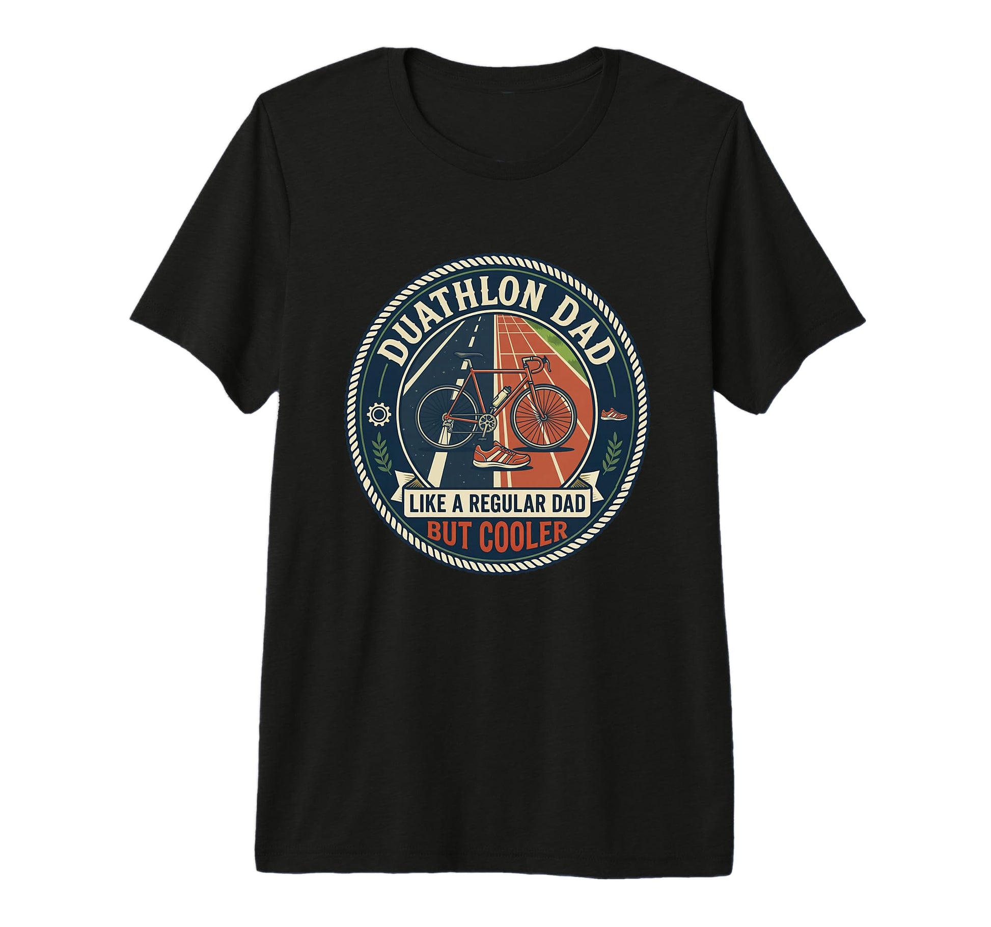 Mens Duathlon Dad Run Bike Athlete T-Shirt - Custom Art Print for Adults - T-Shirt, Sweatshirt, Hoodie