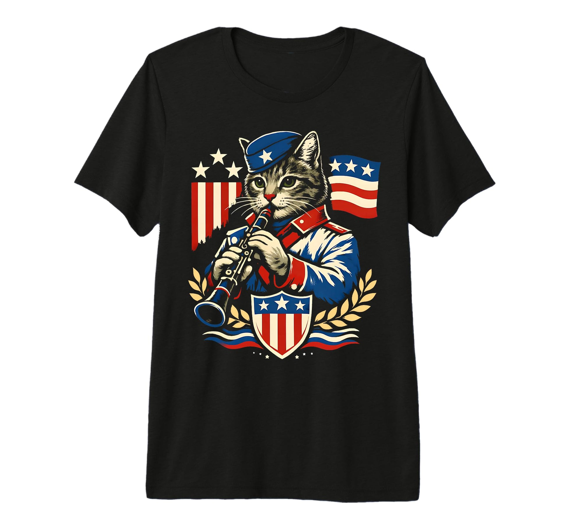 Cat Playing Clarinet Musician T-Shirt - Casual Everyday Wear Unisex - T-Shirt, Sweatshirt, Hoodie