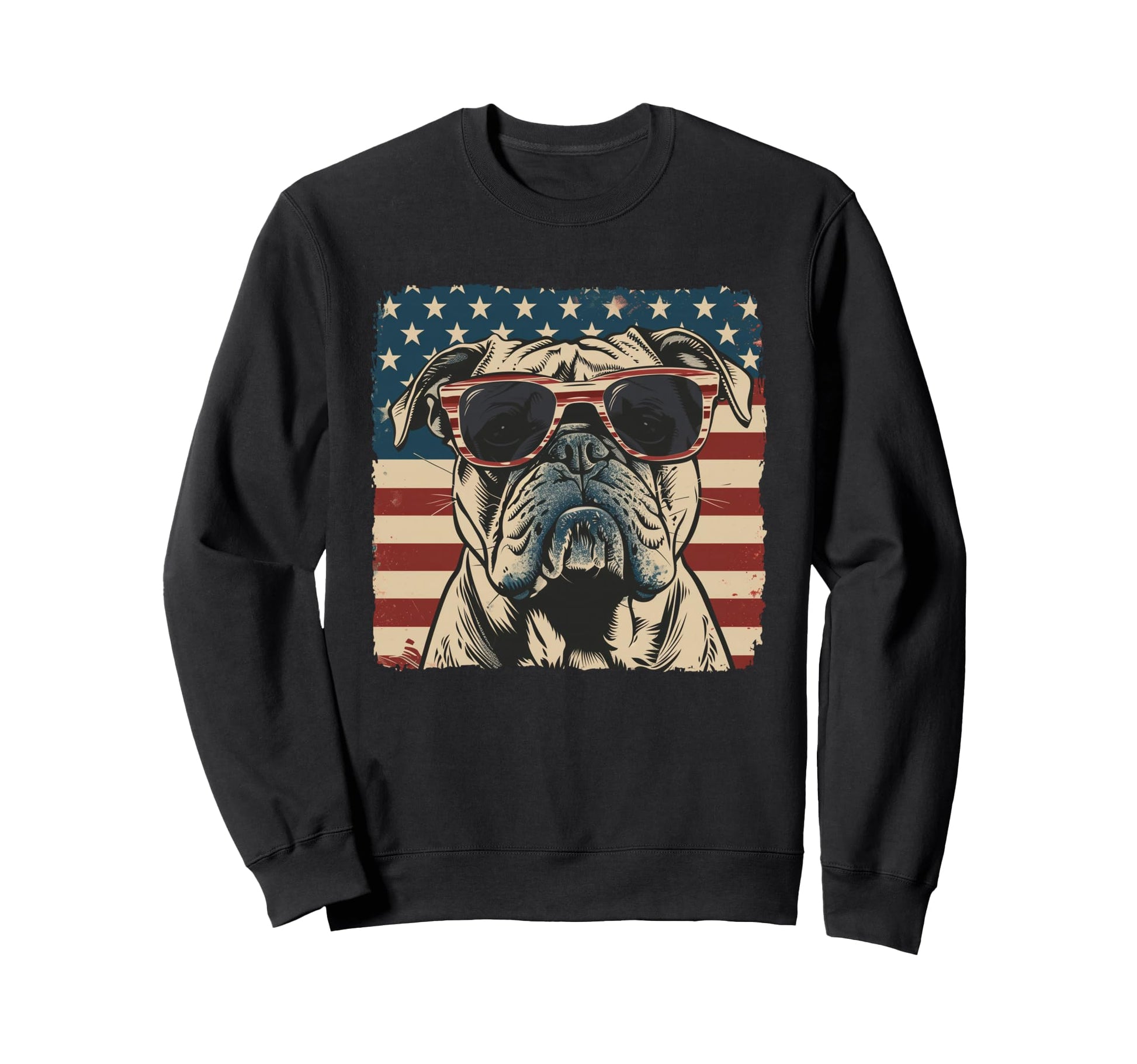 Bulldog Pop Art American Star Sweatshirt - Casual Everyday Wear for Adults - T-Shirt, Sweatshirt, Hoodie
